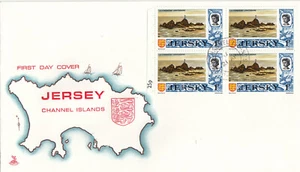 (142466) CLEARANCE 5p block GB Jersey Mercury FDC 1975 - Picture 1 of 1