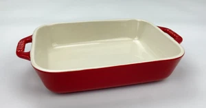 Staub 1,25 Quart ROT Keramik Backen Kasserolle Gratin Griff Form 8,5"X 6,5" - Bild 1 von 3