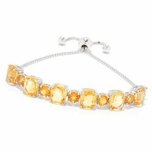 Meher's Jewelry S Silver Light & Dark Citrine Gemstone Adjustable Slide Bracelet - Picture 1 of 3