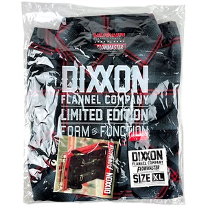 Camicia DIXXON Flanella x Flowmaster Uomo XL Collab Plaid Nero Rosso Bottoni - Foto 1 di 13