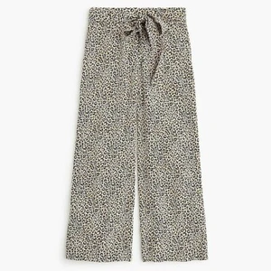 JCrew breite Bein kurz geschnittene Hose Leopardendruck Seide Größe 12 neu mit Etikett $ 148 neu mit Etikett - Bild 1 von 2