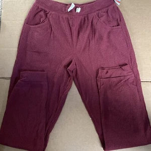 Cat & Jack Girl's XL 14/16 Plus Maroon Red Cozy Waffle Drawstring Jogger Pants - Picture 1 of 2