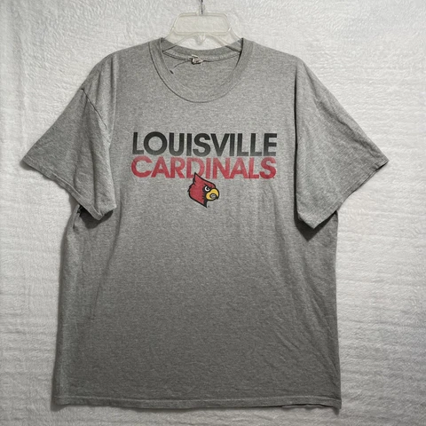 Louisville Cardinals NCAA Shirt Mens XL Gray Crew Neck Short Sleeve Pullover Cover