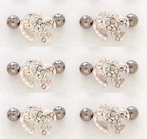 1) Single Fancy Clear CZ Scopion Animal Ear Tragus Ring Gemstone 16g 1/4" Bar 9 - Picture 1 of 1
