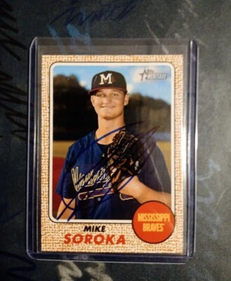 Mike Soroka 2017 Minor League Heritage Autographed in Person card Atlanta Braves - Image 1 of 2
