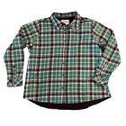 Orvis Pinnacle Flannel Snap Shirt Jacket  Green Plaid Fleece Lined Size Xxl