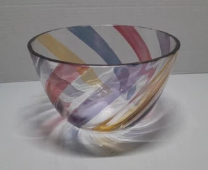 Vintage Large Max Kannegiesser Art Glass Czech Swirl Multi-Color Bowl, 1960's - Bild 1 von 4