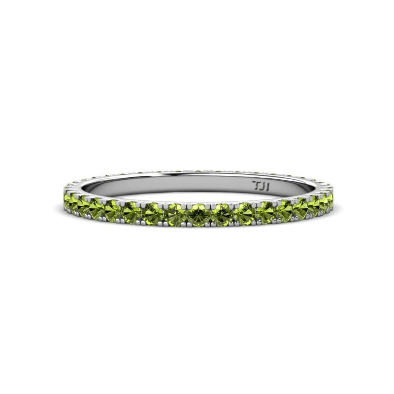 Round Peridot 2.00 mm French Set Stackable Eternity Band 14K Gold JP:195239 - Image 1 of 1