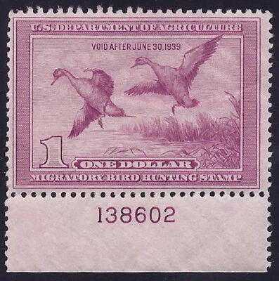 RW5 - $1 F-VF "Pintail & Hen" Scarce Pl# 138602 Single Duck Stamp Mint H - Image 1 of 2