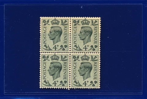 1938 SG468 4d Grey-Green Q19 Block(4) Unmounted Mint pcvs Cover
