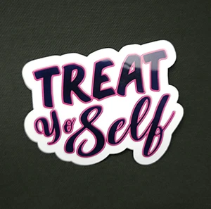 Treat Yo Self - Pegatina de vinilo impermeable 3" - Imagen 1 de 2