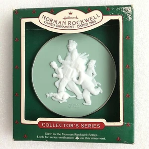Hallmark Norman Rockwell Cameo Ornament Jolly Postman 1985 Sixth In Series - Picture 1 of 5
