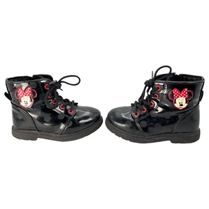 Baby Girl’s Boots Toddler Size 10 Month Black Red Disney Minnie Mouse Zipper - Picture 1 of 13
