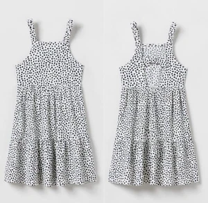 NWT Zara Girls Textured Open Low Back Floral Tiered Dress Boho Crew Formal 6 - Picture 1 of 4