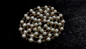 3 Feet Pearl Round Smooth 6-6.5mm Beads, Rosary Beaded Chain Gold Plated Wire - Picture 1 of 8