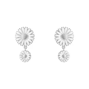 Georg Jensen. Sterling Silver DAISY Double Earrings with white Enamel. - Picture 1 of 1
