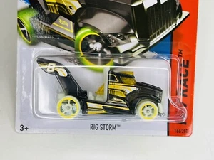 2015 Hot Wheels #166 HW Race-Night Storm Rig Storm Transparent Black Yellow - Picture 1 of 6