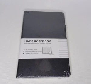 Black Faux Leather Lined Notebook Journal 156 Numbered Pages - Picture 1 of 9