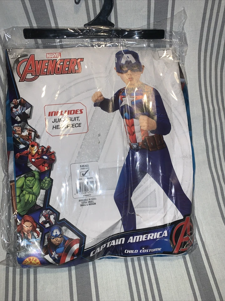 Marvel Vengadores Capitán América Disfraz Infantil Mono Tocado Pequeño Foto 1 de 2