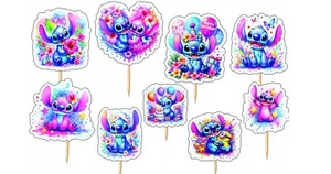 Tortenstecker Lilo Stitch Topper Set 9 Stk Geburstag Torten Deko Kuchen Junge - Bild 1 von 1