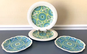Set di 4~Pier 1 Imports piatti da pranzo e insalata, Atlas, Ironstone-Aqua, Lime, Bianco - Foto 1 di 10