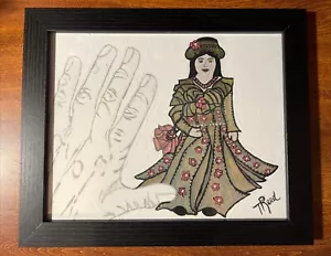 Elegant LADY Original Watercolor Calligraphy Painting 8x10 Frame Signed By TReed - Picture 1 of 13