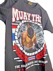 Thailand martial arts Thai fighter TEE %100 cotton black / red / GOLD men SIZE S - Picture 1 of 9