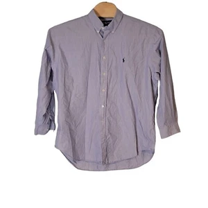Ralph Lauren Yarmouth Blue Tick Striped Button-Down Dress Shirt Size 17 1/2 - Picture 1 of 5