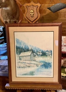 Mill Pond Cabin Ltd Ed Peter Yesis Art Print 8/400 Framed Upstate Woodland Scene - Picture 1 of 4