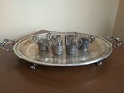 Antique Art Nouveau German WMF Set 6 pcs. Silverplate Glass Cup Holder And Tray