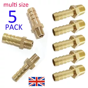 5 Pack 4/6/8mm Male Thread Brass Barb Fuel Hose Nipple Tail Joint Pipe Fittings - Picture 1 of 16