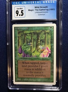 MTG Unlimited Wild Growth CGC 9.5 Gem Mint  (Blue Label 10)  1993 - Picture 1 of 2