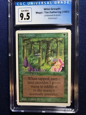MTG Unlimited Wild Growth CGC 9.5 Gem Mint  (Blue Label 10)  1993 - Image 1 of 2