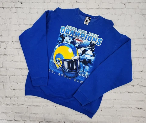 Vintage 2000 Pro Player St. Louis Rams Crewneck Sweatshirt sz XL Super Bowl Cover