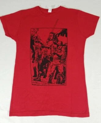 Camiseta roja para mujer Walking Dead Carl & Michonne cómic panel arte talla mediana Foto 1 de 4