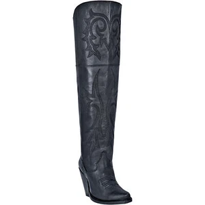 NEW Ladies Dan Post Jilted Black Leather Knee High Western Fashion Boots DP3789 - Picture 1 of 7