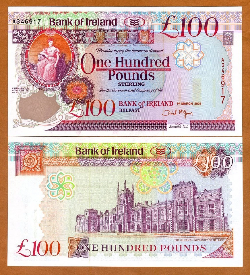 Bank of Ireland, Northern, 100 pounds, 2005, P-82, UNC - Image 1 of 1