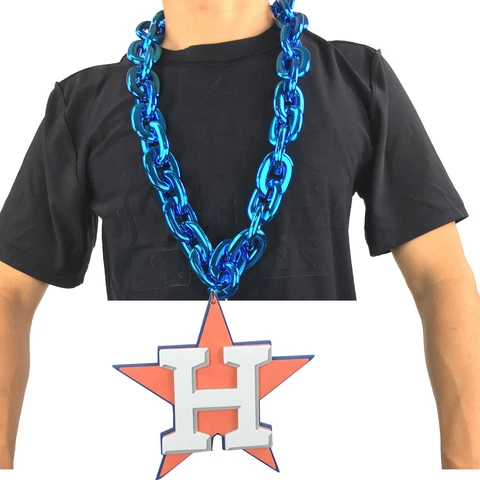 New MLB Houston Astros BLUE Fan Chain Necklace Foam Cover