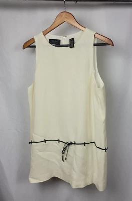 Dana Buckman Women's Sleeveless Ivory Top Linen/ Viscose Blend Belted Size 10 - Image 1 of 4