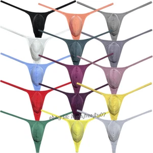 Men's Siny Ice Silk Micro Thong Underwear Pouch G-string Jockstrap Bikini Tangas - Picture 1 of 69