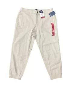 NWT Women's Gap Elastic Back Button Front Twill Jogger Beige/ Birch Size XXL - Picture 1 of 2