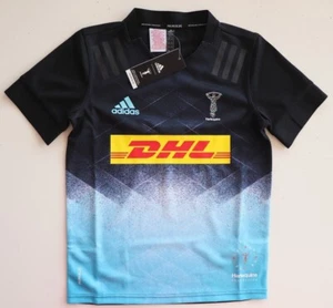 ADIDAS PRIMEBLUE HARLEQUINS DHL RUGBY JERSEY SHIRT GE0898 - BOYS GIRLS ALL SIZES - Picture 1 of 12