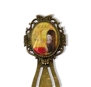 Vino Wine Lovers Reading - Handmade Oval Glass Metal Bookmark Book Lovers - Picture 1 of 4
