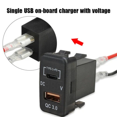 Voltímetro adaptador cargador USB tipo C para Toyota HIACE HILUX 2005 2006 2007-2013 Foto 1 de 4