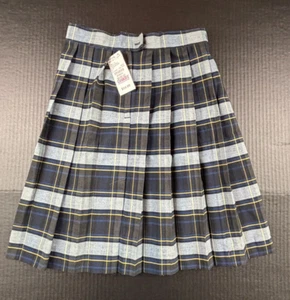 French Toast Girls Skirt sz 12 Blue/Gold G Plaid Pleated Adjustable Waist - Picture 1 of 4