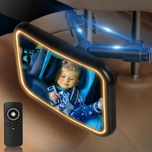 Baby Car Mirror with Light Baby Mirror for Car Seat Rear Facing Hook Clip Design - Picture 1 of 7