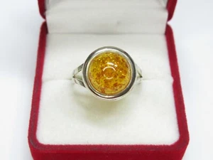 Women's 925 sterling silver ring, amber, 3,5 gr, size 11,25. - Picture 1 of 9