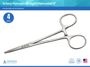 Artery Forceps Straight Hemostat 5" Set of 4 ARTMAN - Picture 1 of 9