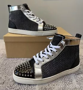 Christian Louboutin Negro Plata Louis Orlato Zapatillas Planas Punta Talla 10.5 - Imagen 1 de 16