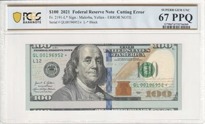 $100 2021 Cutting Error - Star Note, Replacement Note PCGS 67 PPQ SUPERB GEM UNC - Picture 1 of 3